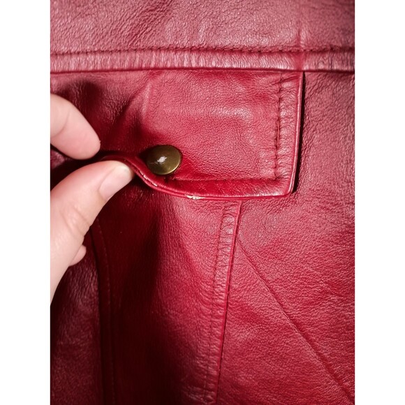 Terry Lewis Classic Luxuries Womens Red Leather Snap Button Jacket Size Large - Picture 5 of 8